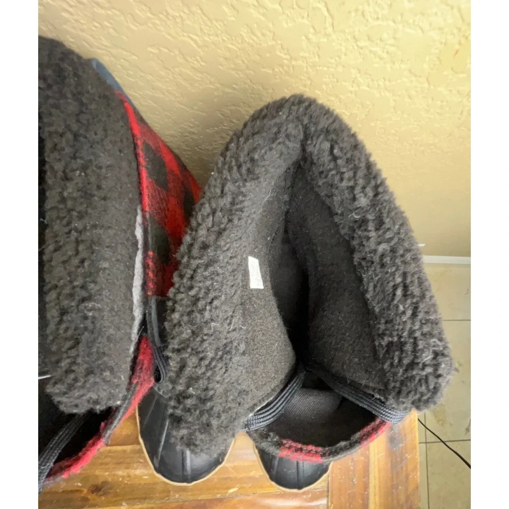 L.L.Bean Duck Boots Mens 11 Medium Red Buffalo Plaid Winter‎ Snow Boots